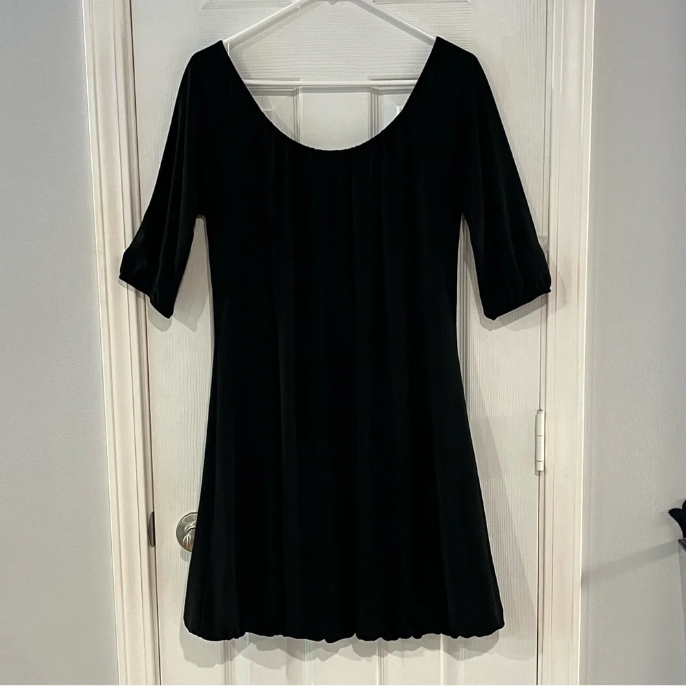 White House Black Market Little Black Dress   Scoop Neck Bubble Hem Size Medium